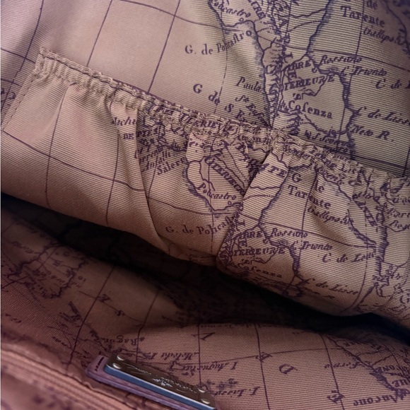 Patricia Nash Brown Leather Backpack with Map Print - Picture 5 of 12